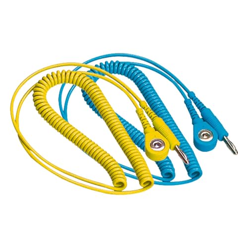 WETEC Spiralkabel mit Bananenstecker, ESD, hellblau, Anschlussart DK 7 mm von Wetec