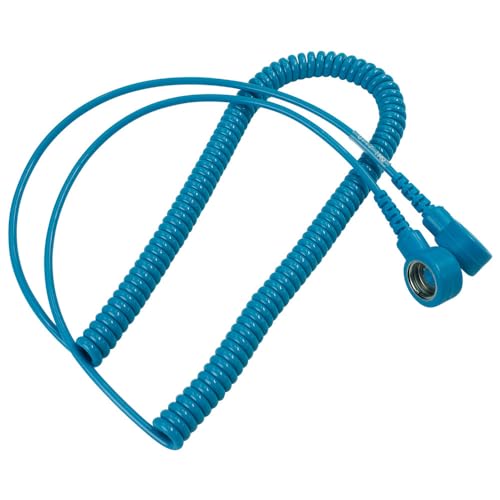 WETEC Spiralkabel mit Druckknopf, ESD, hellblau, 3/10 mm, 2,4 m (Verbindungskabel Erdungsleitung Handgelenk-Spiralkabel Handgelenkband ESD-Kabel Erdungskabel Erdungslitze) von Wetec