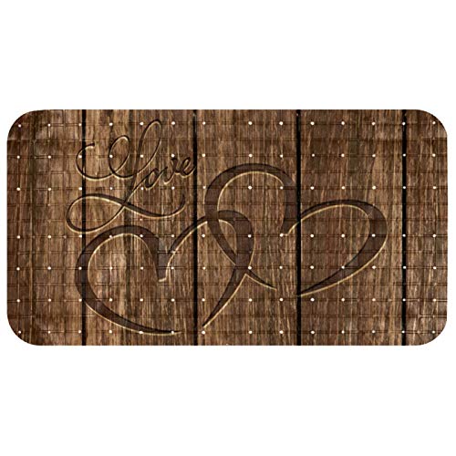 Wetia Wanneneinlage Anti-Rutsch Badematte PVC Karikatur Entwurf Massage Badematte mit Saugnäpfen für Brown Wood Board Liebe Baby Kinder 38 x 69 cm 38 X 69 cm von Wetia