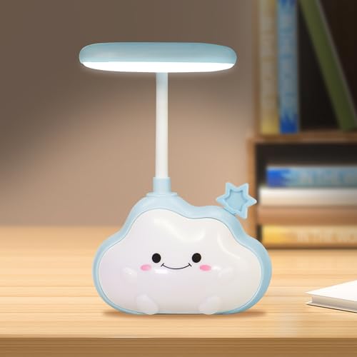 LED Wolken Nachtlicht, Schreibtischlampe für Kinderzimmer, USB Aufladbar Nachtlampe, Farbwechselnd Stimmungslicht, mit Flexiblem Arm (Blau Ster) von Wetry