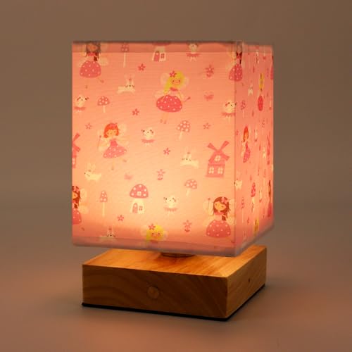 Wetry Stilllicht Baby Erstausstattung Neugeborene Kinderzimmer Nachttischlampe Holz Klein Aufladbares Tischlampe mit Lampenschirm Mädchenzimmer Dekoration von Wetry
