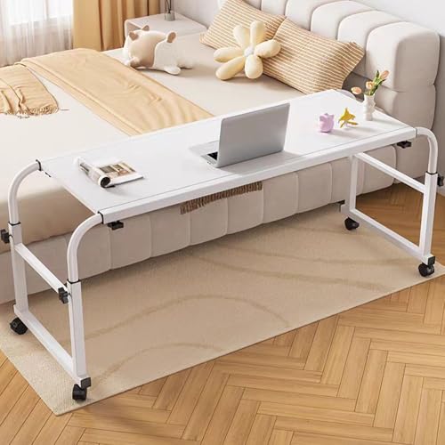 Wetsfgdg beistelltisch höhenverstellbar laptoptisch mit RollenDie Höhe und Länge können mit Universalrädern eingestellt Werden, was Zeit und Mühe spart140*45 * 65cmWeiß + weißer Rahmen von Wetsfgdg