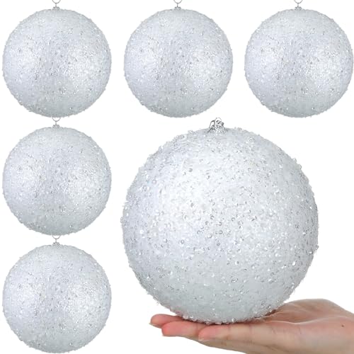 Wettarn 6 Stück große 15,2 cm Weihnachtskugeln Weihnachtsbaumschmuck Ornamente bruchsichere Kugeln für Geburtstag Ostern Valentinstag Hochzeit Dekorationen 4. Juli Gedenktag (weiß) von Wettarn