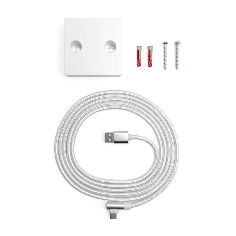 WetterOnline Wandhalterung für wetteronline home ab 2. Generation Wetterstation Wandmontage-Set inkl. Montage-Material Kabel 2m Winkelstecker Weiß von WetterOnline