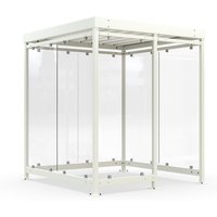wsm® Raucherunterstand, Bausatz, für 4-9 Personen, 7 Elemente, RAL 9002 grauweiß ohne Glasdekor von wsm®