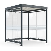 wsm® Raucherunterstand, Bausatz, für 4-9 Personen, 6 Elemente, RAL 7016 anthrazitgrau mit Glasdekor von wsm®