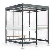 wsm® Komplett-Set Raucherunterstand Köln K2 c/b, inkl. Sitzbank u. Wandascher, mit Beleuchtung, mit Überpflasterung von wsm®