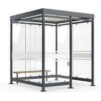 wsm® Komplett-Set Raucherunterstand Köln K2 c/b, inkl. Sitzbank u. Wandascher, mit Beleuchtung, ohne Überpflasterung von wsm®