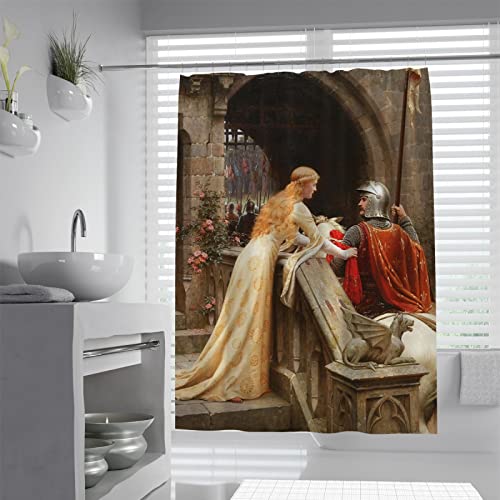 Edmund Blair Leighton Duschvorhang Mittelalter Exquisites Design Duschvorhänge Niedrige Transparenz Leicht Reinigen Luxus Badezimmer Vorhang Dekor W190xL220cm von Wewoo Home