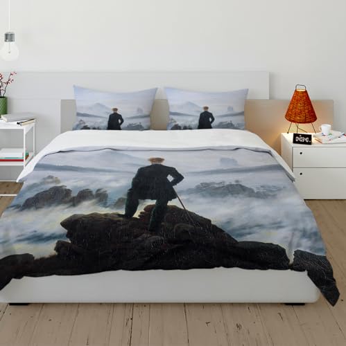 Wewoo Home Caspar David Friedrich Bettdecke deckt den Mann, der Oben auf der Bergdecke Steht 3 Stück Ultra Soft Cozy 135x200cm von Wewoo Home