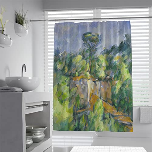 Wewoo Home Duschvorhang aus Stoff für Badezimmer Cezanne Bibemus Quarry Berühmtes Ästhetisches Ölgemälde Hotel Badvorhang Set 180Wx180Lcm Duschvorhang von Wewoo Home