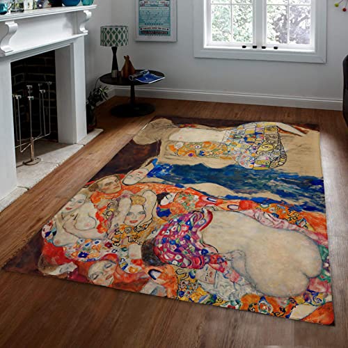 Wewoo Home Innenbereich Teppiche Gustav Klimt Berühmte Gemälde Rutschfester waschbarer Teppich Paar Teppich für Wohnzimmer Schlafzimmer Großer Innenteppich 140x200cm von Wewoo Home