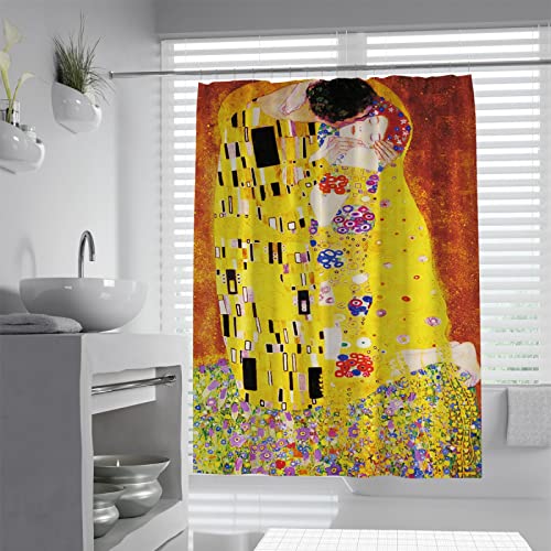 Wewoo Home Kiss Duschvorhang beschwerter Saum für Badezimmer Gustav Klimt Berühmte Gemälde Duschvorhang Druck mit 12 Haken 200Wx220Lcm Duschvorhang von Wewoo Home