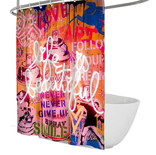 Wewoo Home Kreative Bunte Graffiti Duschvorhänge Pop Art abstrakte Gemälde drucken Moderne Polyester Badezimmer Dekor mit Haken 180Wx180Lcm Duschvorhang von Wewoo Home