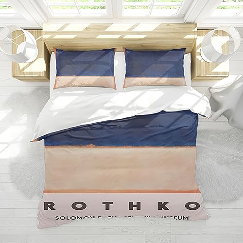 Wewoo Home Mark Rothko Bettbezug 3-teiliges weiches, Flauschiges blau-beiges Bettwäsche-Set mit Reißverschluss und Eckbändern (1 Bettbezug + 2 Kissenbezüge) 135x200cm von Wewoo Home