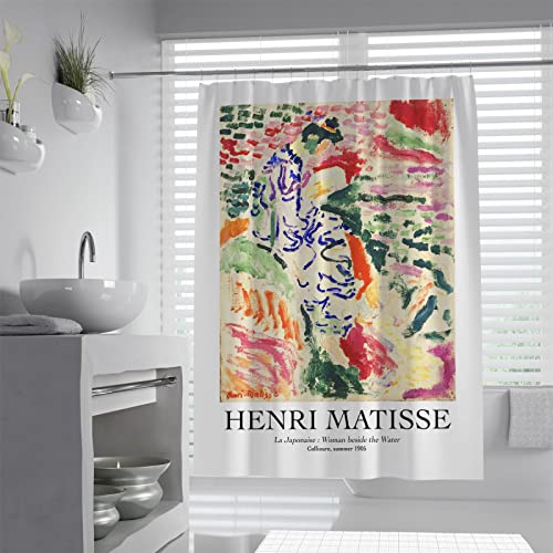 Wewoo Home Matisse Duschvorhang Set mit Haken Aquarell Kunst Duschvorhänge Knitterfrei Maschinenwaschbar Familie Badezimmer Vorhang Dekoration 150x200 cm von Wewoo Home