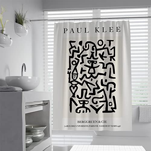 Wewoo Home Paul Klee Duschvorhänge Abstrakte Schwarze Strichmalerei Kinder Badvorhang Set mit Haken Pflegeleicht Schnell Chemische Reinigung Badewannenvorhänge W180xL240cm von Wewoo Home