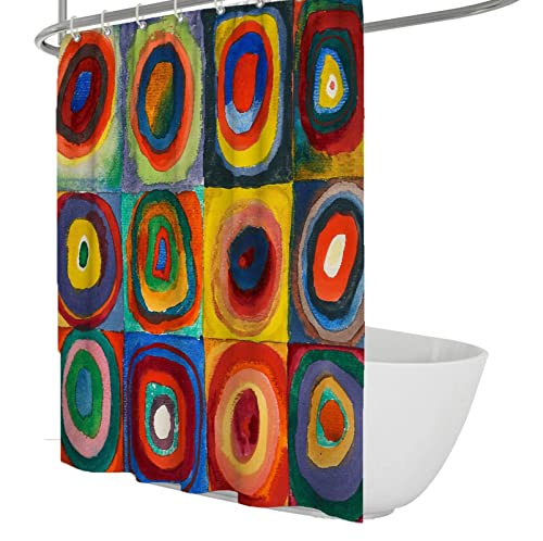 Wewoo Home Wassily Kandinsky Duschvorhang Farbiger Kreis Duschvorhänge für Badezimmer wasserdichte Polyestergewebe Badewannenvorhänge mit Haken W240xL180cm von Wewoo Home