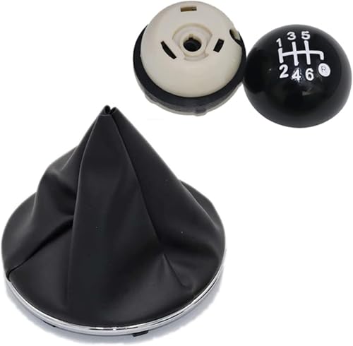 Wexxaii Schalthebel Für Fiat 500 500C Sitck Kopf Leder für Glanz Schwarz Kappe Ersatz Boot Abdeckung(6 Speed Set) von Wexxaii