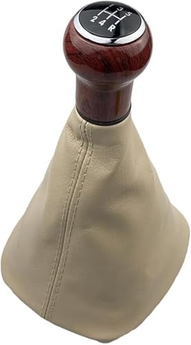 Wexxaii Schalthebel Für VW für Passat B5 1998-2004 Leder Schaltknauf Gamasche Boot Abdeckung Fall(Beige 5 speed) von Wexxaii