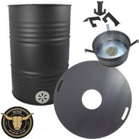 Komplettset Feuertonne 100cm 8mm Mit Feuerplatte Feuerkorb Abstandshalter #1370 von WeyckBBQManufaktur