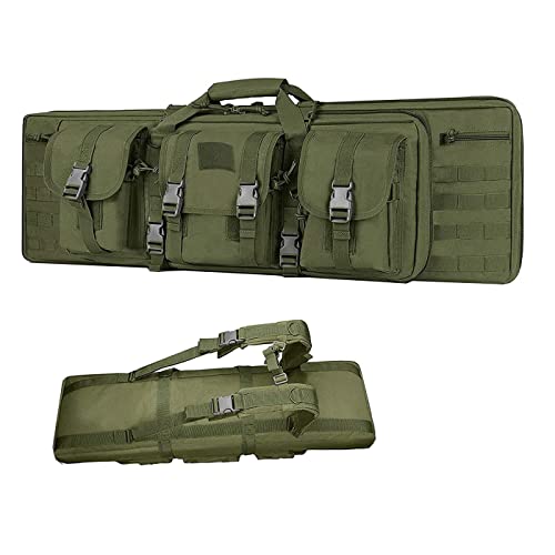 Gewehrtasche 2 langwaffen waffentasche für langwaffen abschließbar Lange Jagdtasche mit Doppelfach & 3 Große Zubehör Beutel für Outdoor Tactical Gewehr,Grün,118cm von Weyot