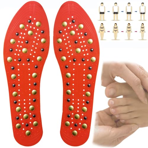 Weyot Massage Einlegesohle Magnetische Einlegesohlen Orthopädische Einlegesohlen Mit Magnet Akupressur Schuheinlagen Polyneuropathie Einlagen Plantarfasziitis,Red von Weyot