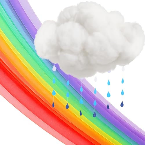 Weysat Regenbogen hängende Dekorationen mit Wolke Regentropfen Regenbogen Party Dekor mit Decke Wolken und Regentropfen Girlande für Klassenzimmer Geburtstag Hochzeit Sommer Kirche Party Versorgung von Weysat
