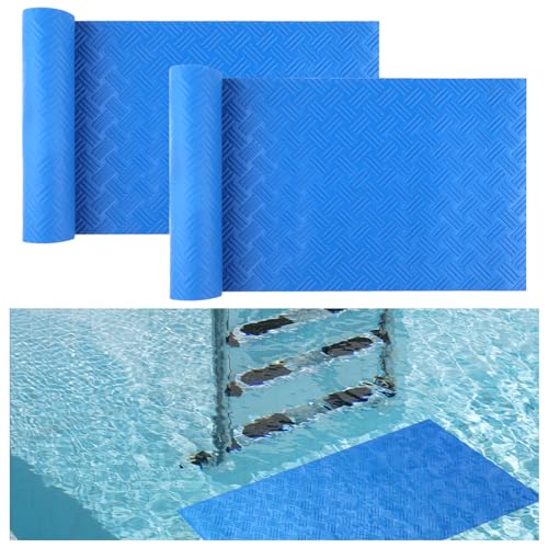 2 Rollen Poolunterlage,90x23CM Schützende Poolmatten für Poolleiter,Blau Schwimmleitermatte mit Rutschfester Textur, Pool Schutzmatte für Schritte,Treppen,Leitern von Weysoo