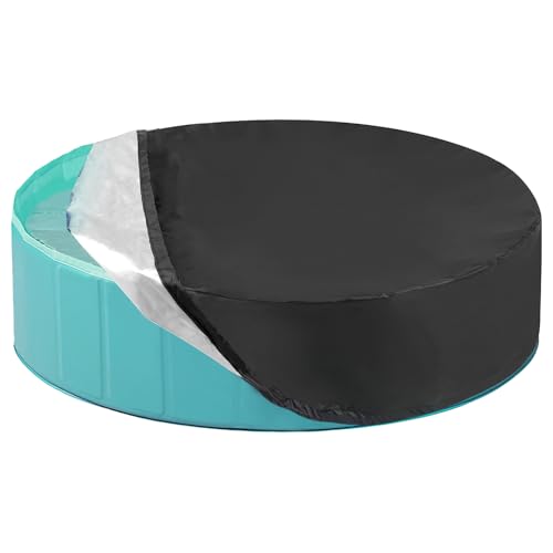 Poolabdeckung Rund für Hundepool, 160 x 30cm Wasserdicht UV-Schutz Kinderpool Planschbecken Abdeckung, Faltbare Wasserdicht Hundepool Abdeckung für Dog Pool Hundeplanschbecken Schwarz von Weysoo