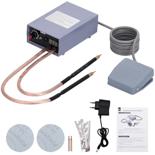 Punktschweißgerät, Weytoll Automatische Schweißgerät 5000W Hochleistungs-Handpunktschweißgerät 0-800A Strom Einstellbare Spot Welder für 18650-Akku mit 1M Reiner Nickelstreifen von Weytoll
