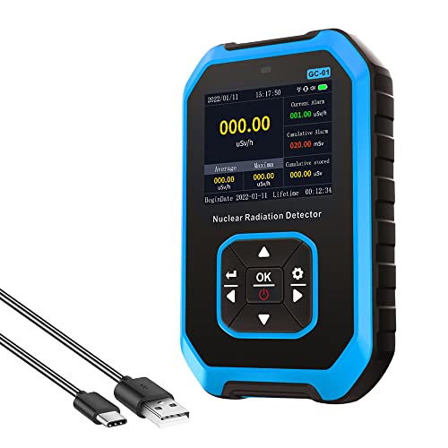 Weytoll Geigerzähler, X, γ und β-Strahlen Hochpräzises Dosimeter mit LCD-Display, Geigerzähler Radioaktivität mit akustischer und vibrierender Alarmfunktion, Blau von Weytoll