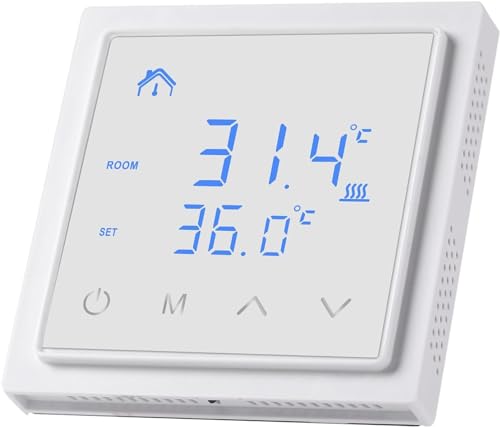 Weytoll Raumthermostat, Smart Thermostat 16A, Für Wasser Fußbodenheizung Temperaturregler Wandthermostat, Digitales Unterputz Thermostat, Digital Thermostat Raumthermostat Fußbodenheizung Wandheizung von Weytoll