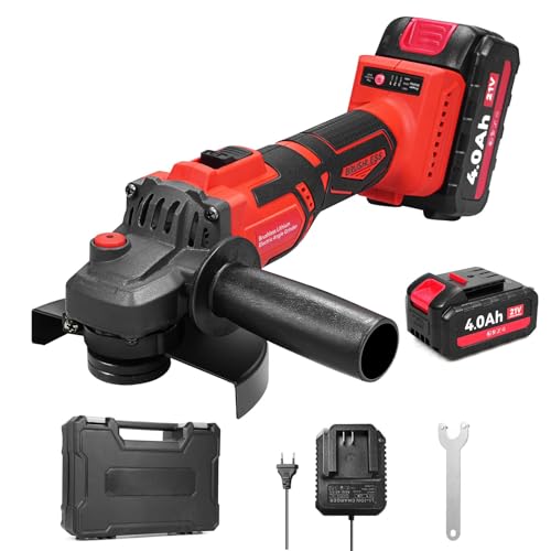 Weytoll Winkelschleifer 125mm Winkelschleifer Akku Winkelschleifer 21V mit 2 Akkus 4000mAh und Schnellladegerät bürstenloser Motor zum Schleifen, Schneiden, Polieren von Weytoll