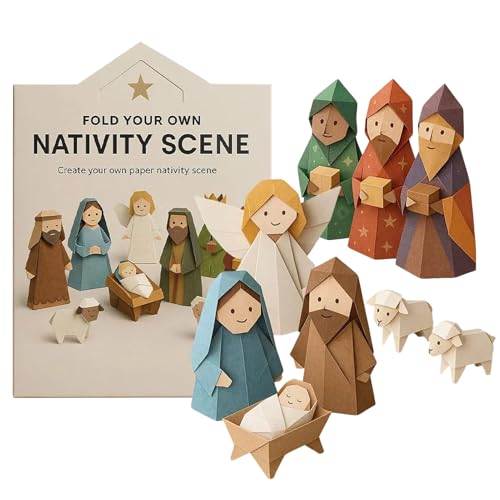 DIY Paper Nativity Szene, Weihnachten Handwerk mit Jesus Engel & Tier, Urlaubspapier Kit Dekoration für Handwerksliebhaber, Kinder und Erwachsene von Wezalget