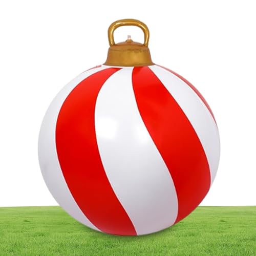 Wezalget Aufblasbare Weihnachtskugel | 60 cm Weihnachtsdekoration Kugel Deko | Rot Weiße Festliche Deko für Garten Wohnzimmer Winterfest | Party Vorgarten Fest Dekoration von Wezalget