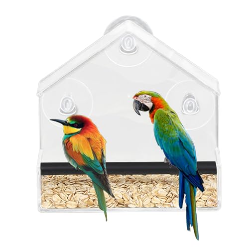 Wezalget Fenster Vogel Futterhaus, Markierungsfreie Selbsthaftende Saugnapfhalterung, Stabile Acrylkonstruktion Lockt Kolibris & Finken Attraktive Gartendekoration Für Außenbereich von Wezalget