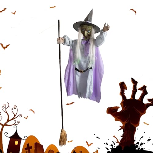Wezalget Fliegende Hexe Halloween Deko - Halloween Dekoration Garten Fliegende Hexe,Beleuchtete Deko Für Feste Gartenpartys Terrassen Aktivitäten von Wezalget