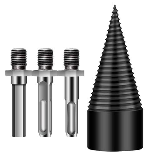 Wezalget Holzspalter Spiralbohrer,Stahl Kaminholz Spalter Bohrerkopf - Robuster Wechselaufsatz Für Männer Outdoor Camping Walnuss Eiche von Wezalget