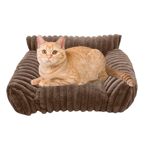 Wezalget Katzenbett Sofa,Kuschelige Haustier Couch | Plüsch Knautschfest Katzen Und Hunde Sofa Für Wohnzimmer Schlafzimmer Innenbereich Terrasse Reise von Wezalget