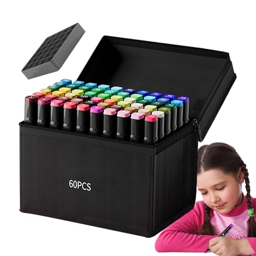 Wezalget Markerset, 60 Farben Zeichenstifte Set mit Pinselspitze & Feinspitze, Ölbasierte Aquarellmalstifte Mit Meißelfeinspitze Für Papier Glas Holz Kunstbedarf Wezalget Markerset, 60 Farben Zeichenstifte Set mit Pinselspitze & Feinspitze, Ölbasierte Aquarellmalstifte Mit Meißelfeinspitze Für Papier Glas Holz Kunstbedarf von Wezalget