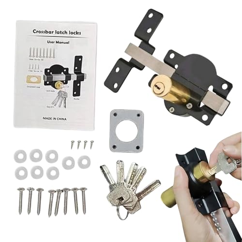 Wezalget Schnappschloss für Wipptüren - Doppelseitig Torschloss - Sicherheitslatch mit 5 Schlüsseln für Tor Schlafzimmer Garten Rv Patio Schrank Spender Wezalget Schnappschloss für Wipptüren - Doppelseitig Torschloss - Sicherheitslatch mit 5 Schlüsseln für Tor Schlafzimmer Garten Rv Patio Schrank Spender von Wezalget