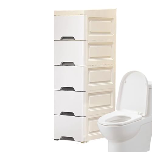 Wezalget Stehende Badezimmerschränke,Stehschrank Mit Rollen Platzsparend Für Kleine Räume | Vertikaler Ordnungsturm Mit 5 Schubladen Design Für Wohnheim Wohnzimmer Bad von Wezalget