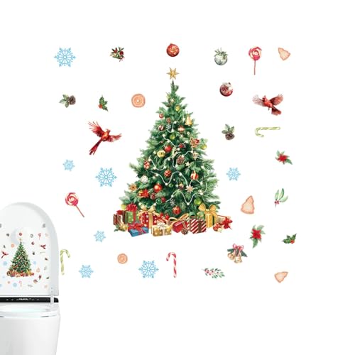 Wezalget Weihnachts-Toilettendeckel-Aufkleber, Weihnachts-Toilettensitz-Aufkleber | Toilettensitz-Aufkleber, Weihnachtsbaum, Toilettendeckel-Aufkleber,Abnehmbare Toiletten-Aufkleber, von Wezalget