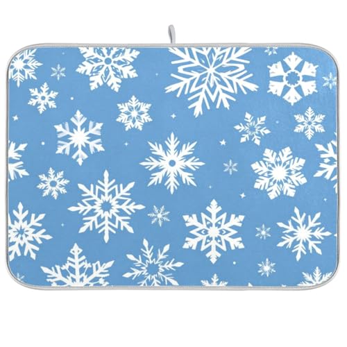 Abtropfmatte, 40,6 x 45,7 cm, für Küchentheke, blaue Schneeflocken, Winter, Weihnachten, saugfähig, Abtropfgestell, Mikrofaser, wendbar, schnell trocknend, Küchenzubehör Abtropfmatte, 40,6 x 45,7 cm, für Küchentheke, blaue Schneeflocken, Winter, Weihnachten, saugfähig, Abtropfgestell, Mikrofaser, wendbar, schnell trocknend, Küchenzubehör von Wfrish