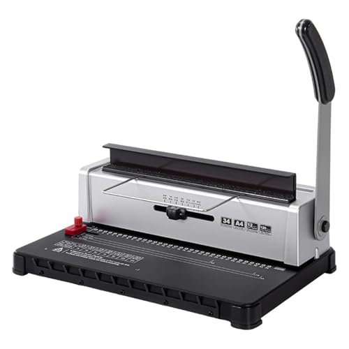 Drahtbindemaschine 34 LöChern Spiralbindemaschine Zum Stanzen Von 12 BläTtern Binden Von 120 BläTtern Buchbinder mit Verstellbarem Seitenrand füR A4/A5 Letter Format Oder Kleinere GrößEn,White von WhAeoy