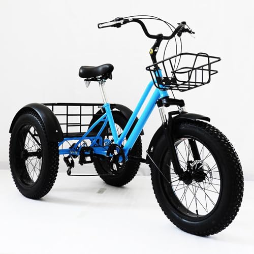 WhFKLca Fat Tire Tricycles with Shopping Basket for Adults, 20" 3 Wheels Cruise Bicycles, Carbon Steel Frame, 7 Speed Three-Wheeled Bicycle for Daily Riding, Shopping & Home Carrying Goods,Blue WhFKLca Fat Tire Tricycles with Shopping Basket for Adults, 20" 3 Wheels Cruise Bicycles, Carbon Steel Frame, 7 Speed Three-Wheeled Bicycle for Daily Riding, Shopping & Home Carrying Goods,Blue von WhFKLca