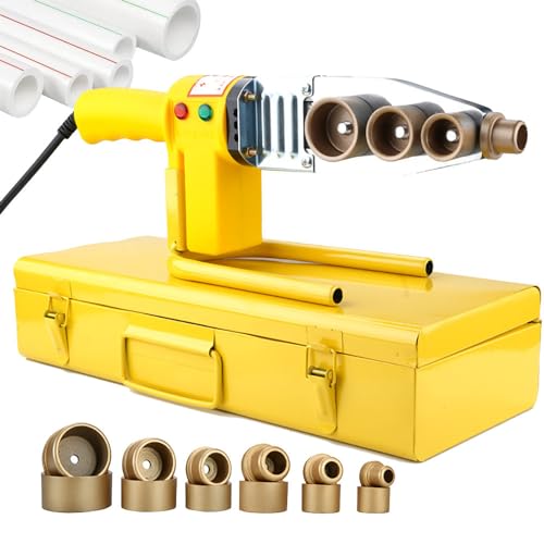 WhFKLca Sleeve Welding Machine, Plastic Pipe Welding Machine + 3/6 Die Heads +Iron Case, Water Pipe Hot Melt Machine, Pipe Fusion Welder for PPR PE PB Pipes, Efficient Heat Dissipation,#63 von WhFKLca