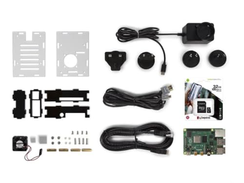 Whadda Raspberry Pi® 4 Starterkit (4 GB) mit Kühlgehäuse, komplettes Set für Raspberry Pi® 4 Projekte mit 32 GB MicroSD, Gigabit Ethernet, 4K HDMI, Bluetooth 5.0 und PoE-Unterstützung, Programmieren von Whadda
