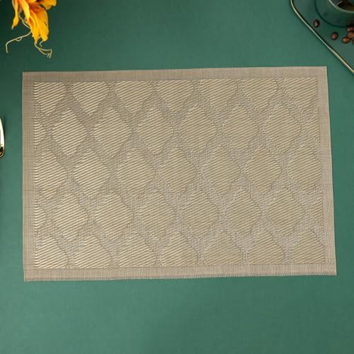 4 Stück Rechteckige PVC Tischmatte mit Wolkenmuster,Wasserdicht Rutschfest Hitzebeständig Tischset,Tischsets Abwaschbar,für Zuhause Restaurant Speisetisch,Abwischbar Tisch-Matten für Esstisch,Gold von Whakano